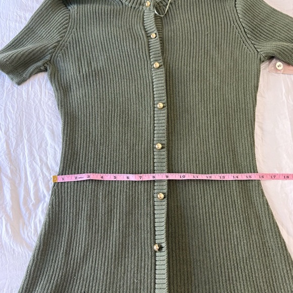 French Connection Women’s Olive Green Button-Front Knit Dress - Picture 11 of 14